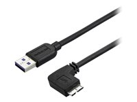 StarTech.com Câble Micro USB 3.0 slim - Cordon USB-A vers Micro-B à angle droit de 2 m - USB 3.1 Gen 1 (5 Gb/s) - M/M - Câble USB - Micro-USB de type B (M) pour USB type A (M) - USB 3.0 - 2 m - connecteur à angle droit - noir USB3AU2MRS