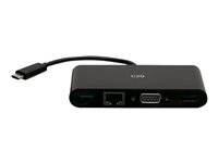 C2G USB C to HDMI, VGA, USB A, Ethernet Adapter - 4K 30Hz - Black - Station d'accueil - USB-C / Thunderbolt 3 - VGA, HDMI - 1GbE C2G29828