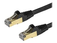 StarTech.com 1.5m CAT6A Ethernet Cable, 10 Gigabit Shielded Snagless RJ45 100W PoE Patch Cord, CAT 6A 10GbE STP Network Cable w/Strain Relief, Black, Fluke Tested/UL Certified Wiring/TIA - Category 6A - 26AWG (6ASPAT150CMBK) - Cordon de raccordement - RJ-45 (M) pour RJ-45 (M) - 1.5 m - STP - CAT 6a - moulé, sans crochet - noir 6ASPAT150CMBK