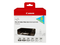 Canon PGI-29 MBK/PBK/DGY/GY/LGY/CO Multipack - Pack de 6 - 36 ml - gris, gris clair, gris foncé, noir mat, photo noire, optimiseur de couleurs - original - réservoir d'encre - pour PIXMA PRO-1 4868B018