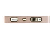 StarTech.com Adaptateur multiport USB-C - Multiprise USB-C or rose - 4-en-1 USB-C vers VGA, DVI, HDMI, ou Mini DisplayPort - Adaptateur vidéo externe - USB-C - DVI, HDMI, Mini DisplayPort, VGA - rose gold CDPVDHDMDPRG