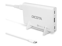 DICOTA - Adaptateur secteur - universel - 65 Watt - PD 3.0, QC 4+ - 3 connecteurs de sortie (USB, 2 x USB-C) - sur le câble : USB-C - blanc D32056