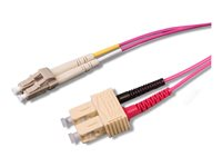Uniformatic - Câble réseau - SC/UPC multimode (M) pour LC/UPC multimode (M) - 15 m - fibre optique - duplex - 50 / 125 microns - OM4 - sans halogène - rose fuchsia 21327