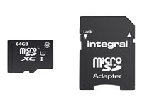 Integral UltimaPro - Carte mémoire flash (adaptateur microSDXC vers SD inclus(e)) - 64 Go - UHS Class 1 / Class10 - microSDXC UHS-I INMSDX64G10-90U1