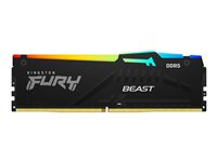 Kingston FURY Beast RGB - DDR5 - module - 16 Go - DIMM 288 broches - 6400 MHz / PC5-51200 - CL32 - 1.4 V - mémoire sans tampon - on-die ECC - noir KF564C32BBEA-16