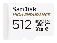 SanDisk High Endurance - Carte mémoire flash (adaptateur microSDXC vers SD inclus(e)) - 512 Go - Video Class V30 / UHS-I U3 / Class10 - microSDXC UHS-I SDSQQNR-512G-GN6IA