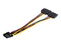 StarTech.com Répartiteur d'adaptateur alimentation - Câble LP4 à 4 broches vers Y double périphérique SATA - Gaine PVC - Fil 18 AWG - Adaptateur secteur - alimentation SATA (M) pour alimentation interne 4 plots (F) - 5 - 12 V - 9 A - 19.1 m DSATPMOLP4