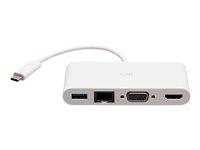 C2G USB C to HDMI, VGA, USB A & RJ45 Adapter - 4K 30Hz - White - Station d'accueil - USB-C / Thunderbolt 3 - VGA, HDMI - 1GbE C2G29829
