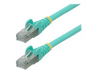 StarTech.com 10m CAT6a Ethernet Cable - Aqua - Low Smoke Zero Halogen (LSZH) - 10GbE 500MHz 100W PoE++ Snagless RJ-45 w/Strain Reliefs S/FTP Network Patch Cord - Cordon de raccordement - RJ-45 (M) pour RJ-45 (M) - 10 m - S/FTP - CAT 6a - IEEE 802.3bt - sans halogène, moulé, sans crochet, bloqué - turquoise NLAQ-10M-CAT6A-PATCH